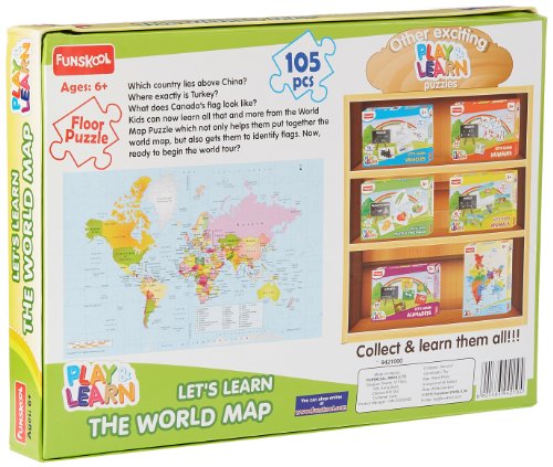 4th product image for Funskool World Map Puzzle for 6+ Kids - BachcheCompany.com