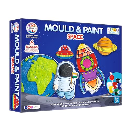 Space Themed DIY Kit: Create Plaster Magnets & Badges - 6 Moulds- BachcheCompany.com