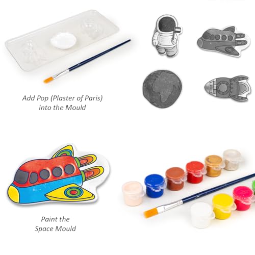 Preview image 2nd product image for Space Themed DIY Kit: Create Plaster Magnets & Badges - 6 Moulds- BachcheCompany.com