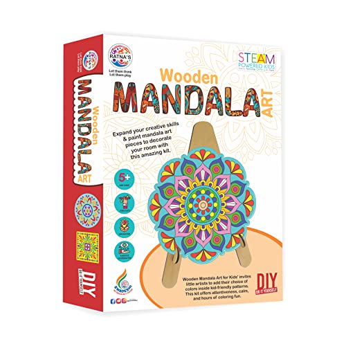 Wooden Mandala Art Coloring Kit with 6 Designs & Watercolor- BachcheCompany.com