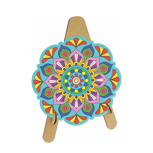 2nd product image for Wooden Mandala Art Coloring Kit with 6 Designs & Watercolor- BachcheCompany.com