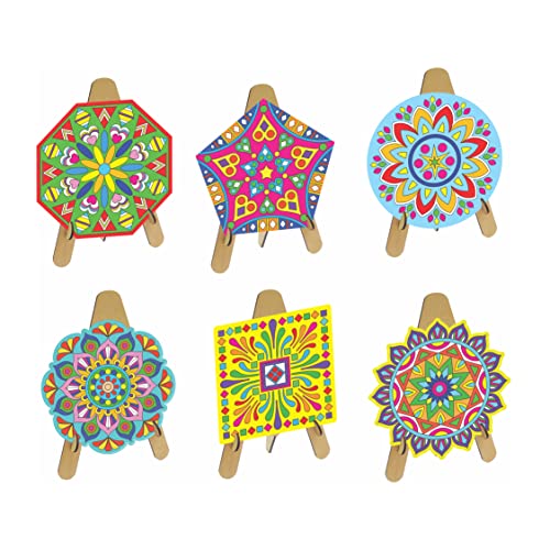 4th product image for Wooden Mandala Art Coloring Kit with 6 Designs & Watercolor- BachcheCompany.com