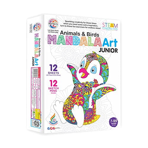 Preview image Creative Coloring Kit for Kids - Mandalas, Animals & Birds- BachcheCompany.com