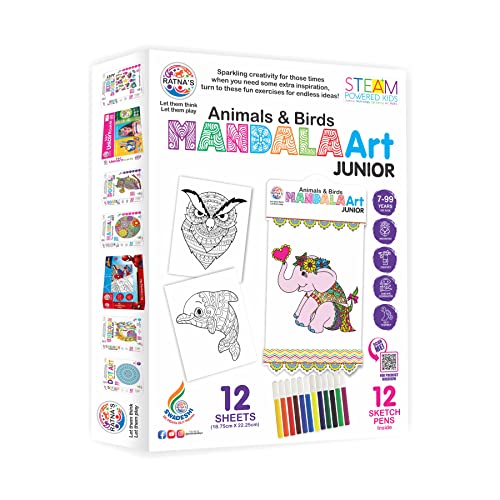 2nd product image for Creative Coloring Kit for Kids - Mandalas, Animals & Birds- BachcheCompany.com