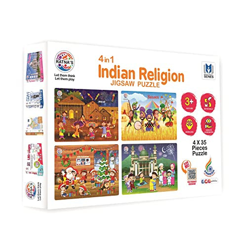 2nd product image for Indian Religion Jigsaw Puzzle for Kids - 4 x 35 Pieces- BachcheCompany.com