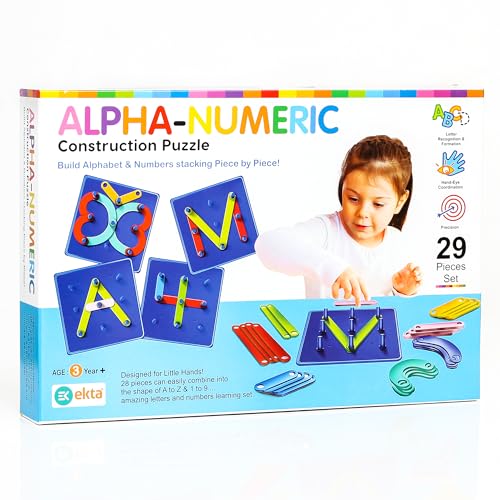 Preview image 3rd product image for Fun Learning Game for Kids | Alpha-Numeric Construction Puzzle Toy- BachcheCompany.com