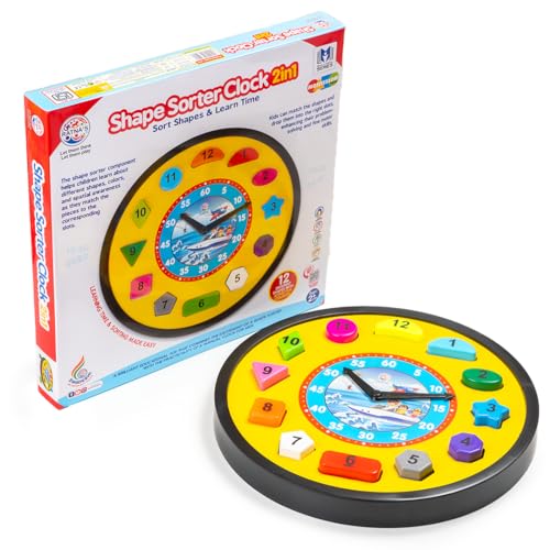 Educational Shape Sorter Clock for Toddlers - Teach Time and Colors- BachcheCompany.com