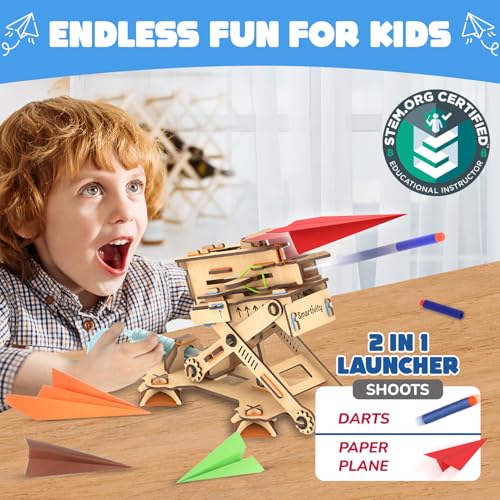 3rd product image for 2-in-1 Hydraulic Aeroplane & Dart Launcher Toy for Kids | DIY Science Toy for 6-14 Years Old | Exciting Birthday Gift for Boys & Girls- BachcheCompany.com