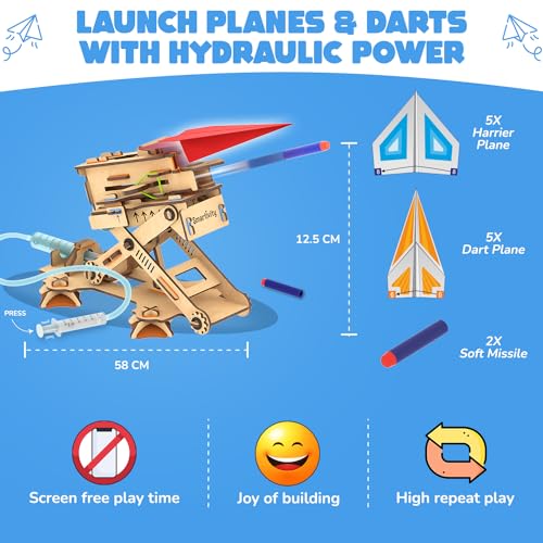 Preview image 4th product image for 2-in-1 Hydraulic Aeroplane & Dart Launcher Toy for Kids | DIY Science Toy for 6-14 Years Old | Exciting Birthday Gift for Boys & Girls- BachcheCompany.com