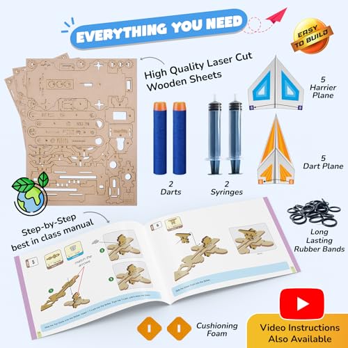 3th product image for 2-in-1 Hydraulic Aeroplane & Dart Launcher Toy for Kids | DIY Science Toy for 6-14 Years Old | Exciting Birthday Gift for Boys & Girls- BachcheCompany.com