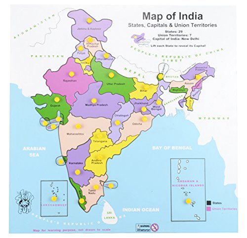 Explore India with Wooden Map Puzzle - Multi Color- BachcheCompany.com