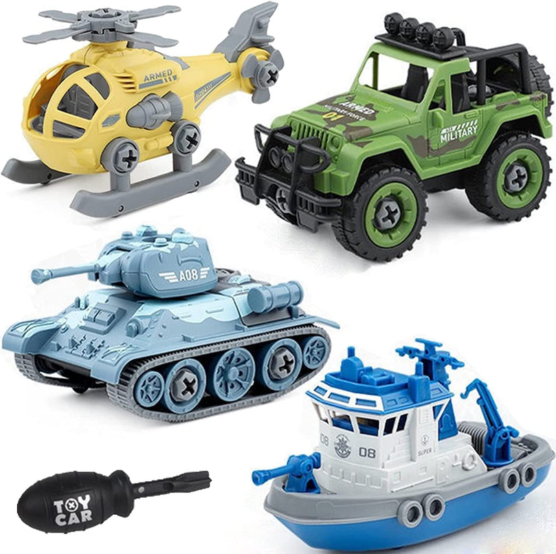 Military Army Toy Cars 4 Pack w/Screwdriver - STEM Toys - BachcheCompany.com