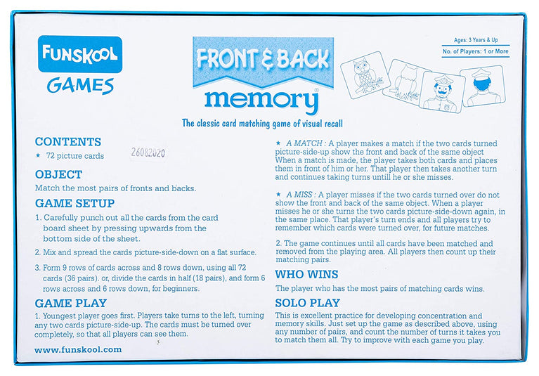 Preview image 3rd product image for Memory Matching Game for Kids and Family - 1-4 Players 5+ - BachcheCompany.com