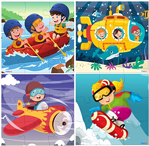 9-Piece Wood Jigsaw Puzzles for Kids - Adventure Pack of 4 - BachcheCompany.com