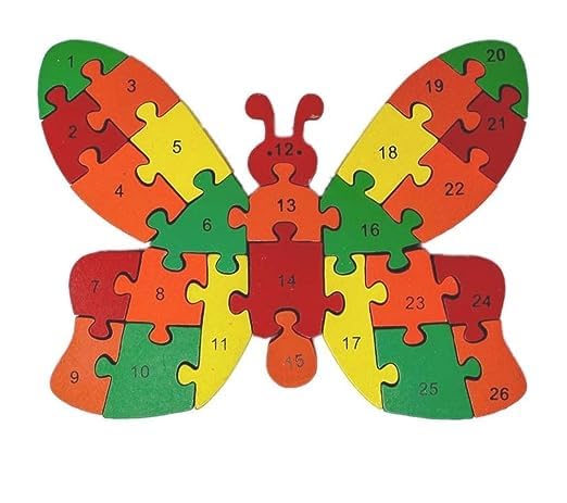 Wooden Butterfly Puzzle for Toddlers - A to Z and 1 to 26 - BachcheCompany.com