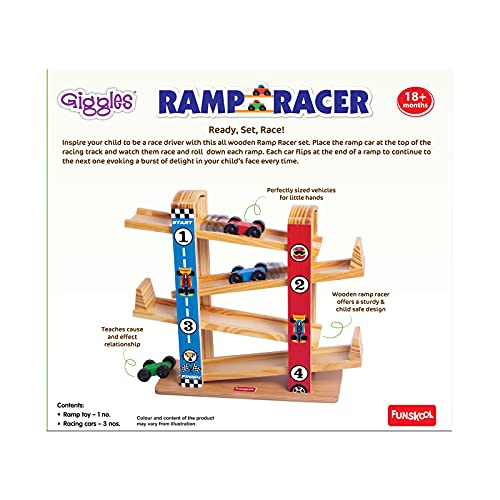 Preview image 3rd product image for Giggles Funskool Ramp Racer Toy with 3 Mini Cars - Free Wheeling! - BachcheCompany.com