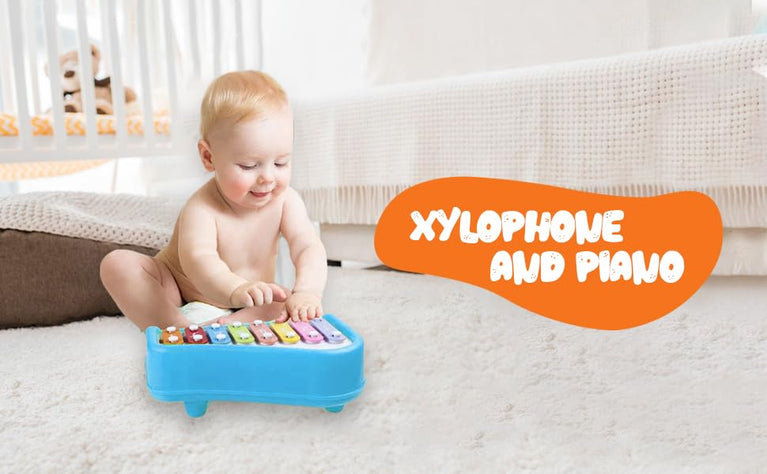 Preview image 2 Product Image for - BC9053397319993 for Musical Multi-Keys Xylophone and Piano for Kids - Non-Toxic and Non-Battery - 8 Keys Blue