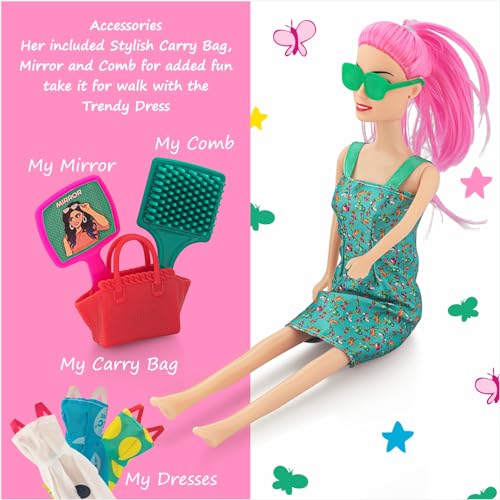 4th product image for Myra Doll - Moveable Arms and Legs, Green Dress - BachcheCompany.com