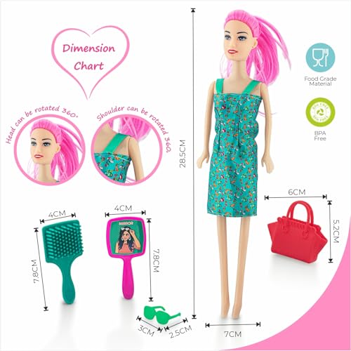 6th product image for Myra Doll - Moveable Arms and Legs, Green Dress - BachcheCompany.com