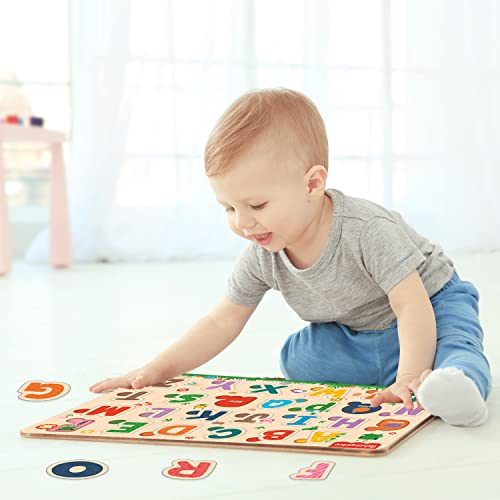 Preview image 4th product image for Wooden Alphabet Puzzle Toy for Kids | Educational Pre-School Game - BachcheCompany.com