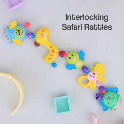 Preview image 6th product image for Jingle Safari Rattles and Teether Toys - Lightweight 5pc Set for Newborns - BachcheCompany.com