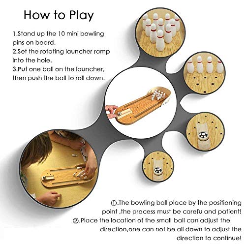 2nd product image for Fun Bowling Game Toy Set for Kids - Mini Wooden Desktop Version - BachcheCompany.com