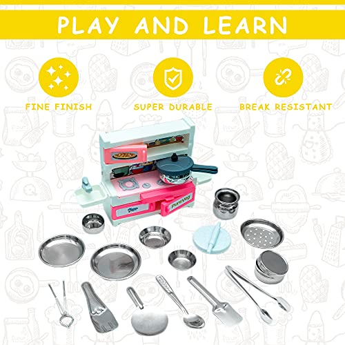 Preview image 3rd product image for 19-Piece Kitchen Play Set for Kids - Roleplay Pretend Play Kit - BachcheCompany.com