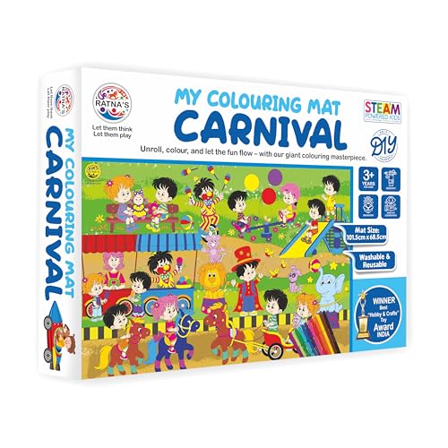 Preview image 1 Product Image for - BC9061653512505 for My Coloring Mat - Carnival Print - 40x27 - Washable and Reusable - Kids Coloring Kit